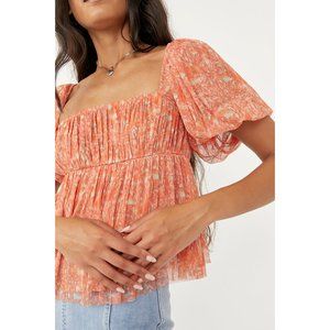 NWT Free People Penelope Tee / Peach Combo